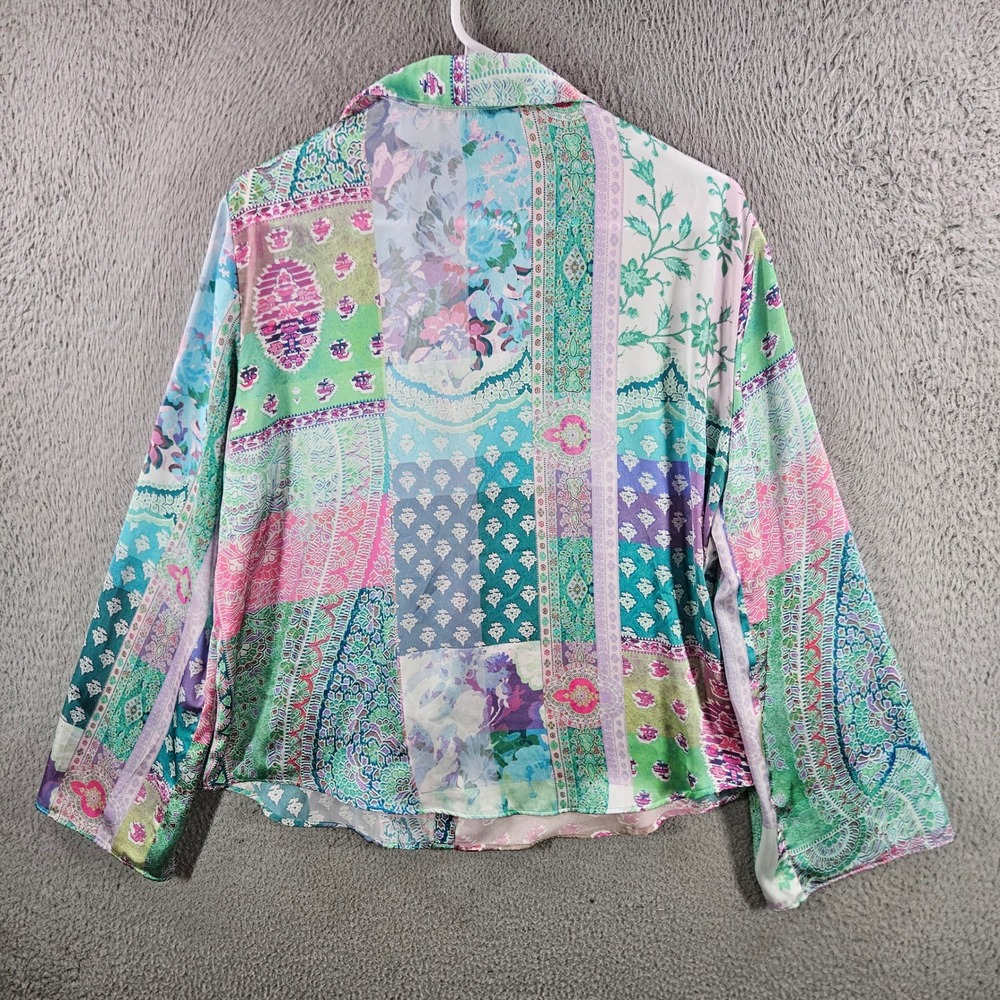 Zara Womens XL Patchwork Paisley Floral Print Button Down Shirt Multi Color - Picture 6 of 9